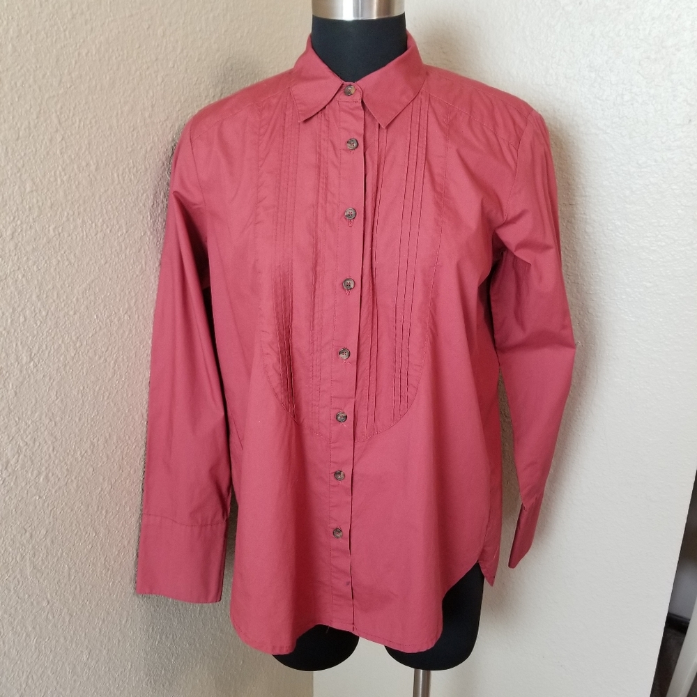 Free People Pintuck Button Front Blouse